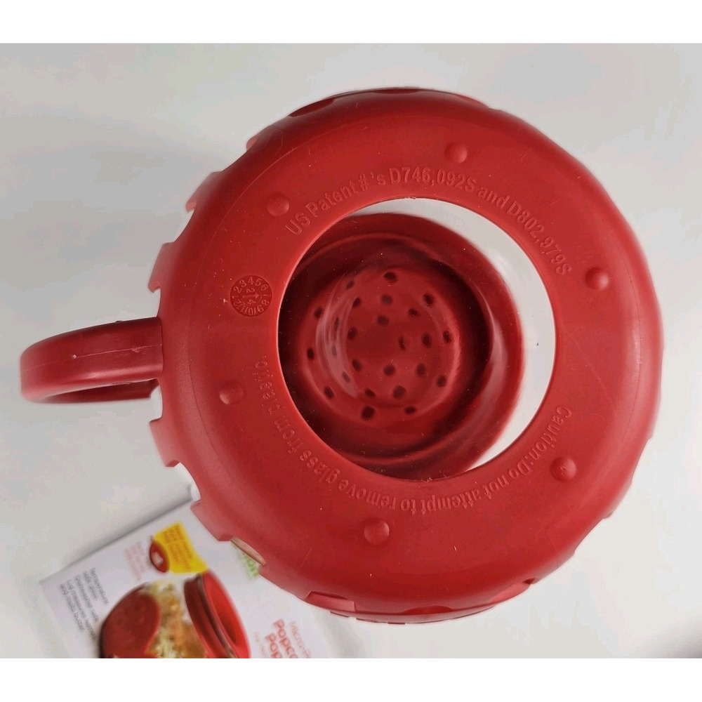 NWT Ecolution Micro-Pop Popcorn Popper 1.5 Qt Glass Dishwasher-Safe Red Microwav - Picture 4 of 8